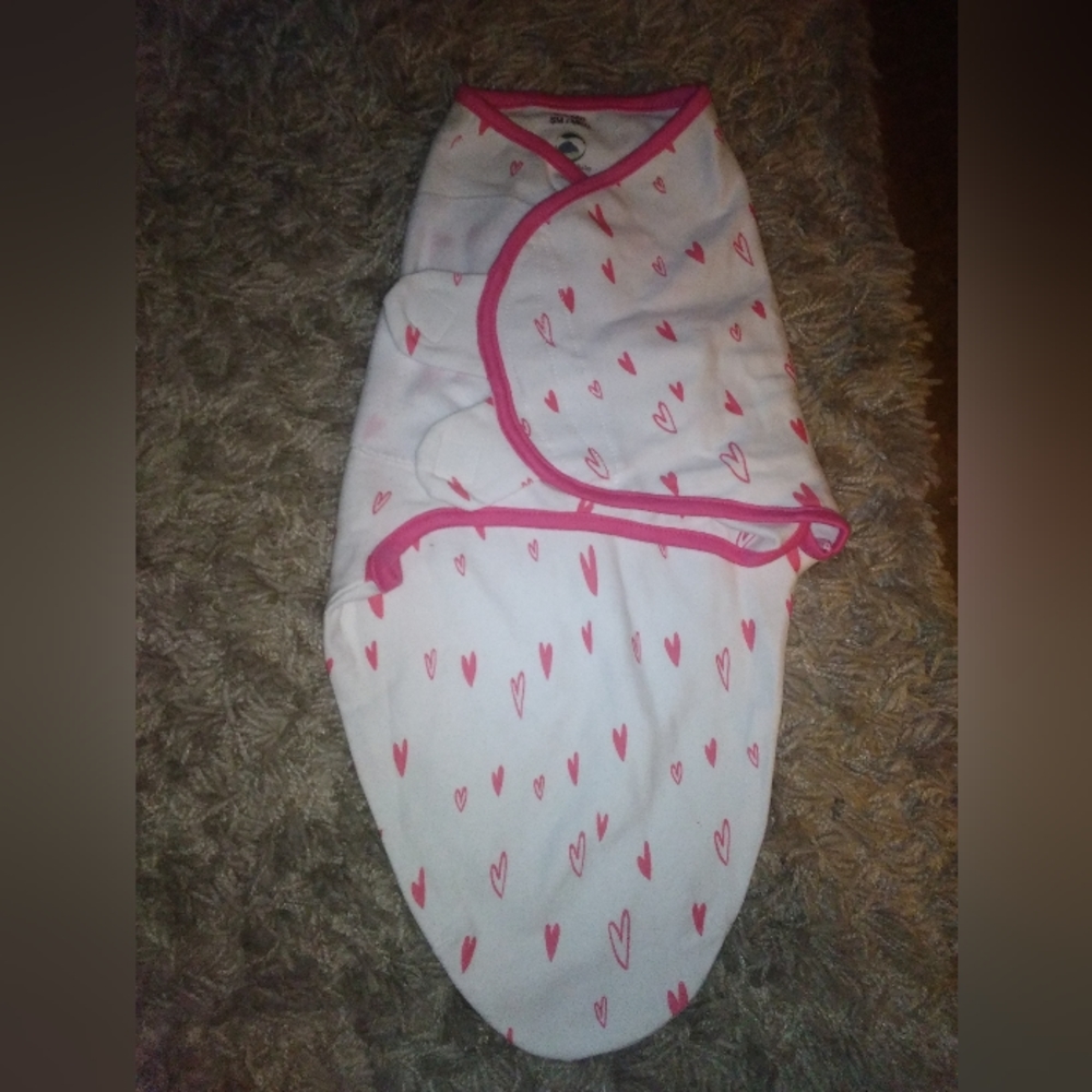 2@$20 Cambria Baby White/Pink Heart Pattern Sleep Sack Sz 0-3M